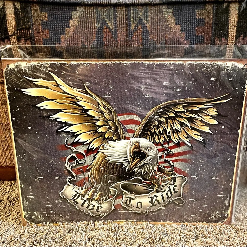 NEW Eagle Live To Ride Metal Sign